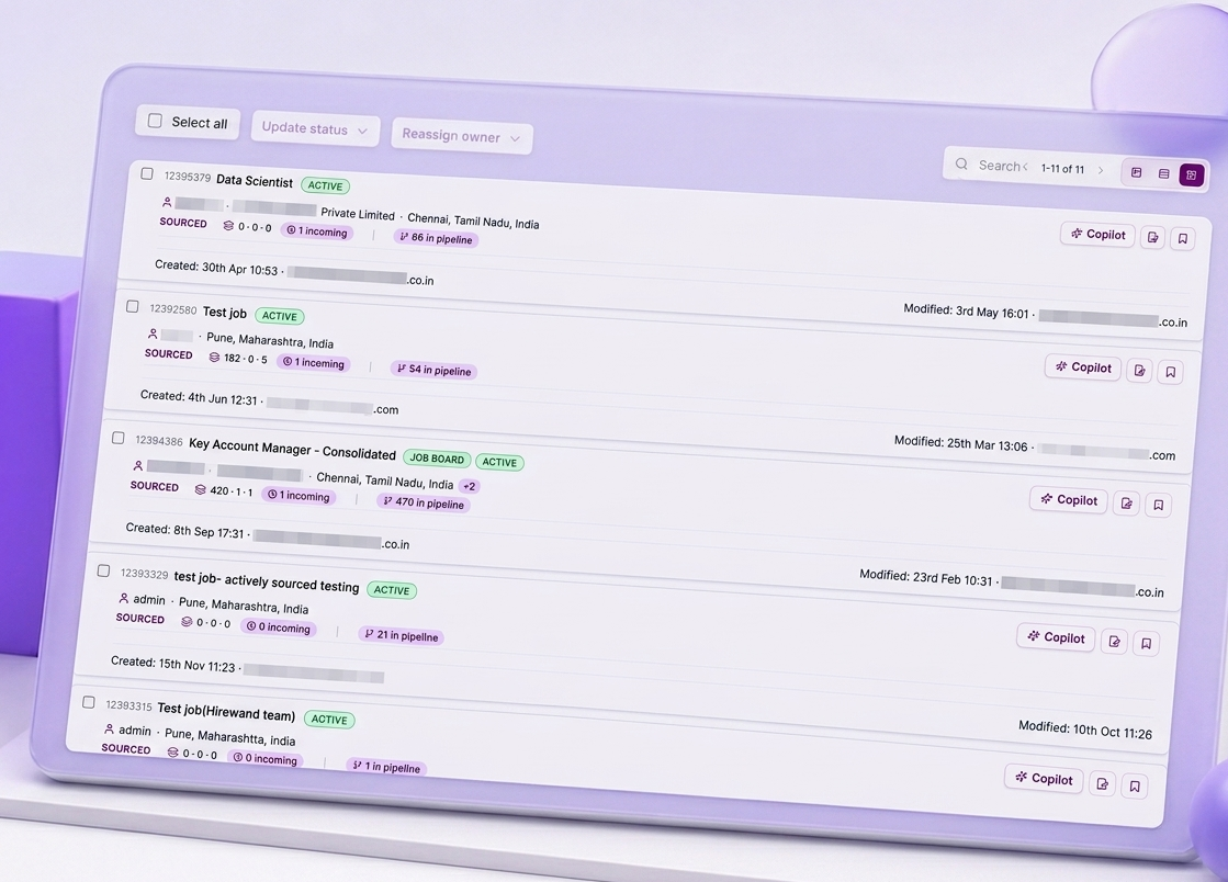Expanded view of job listings